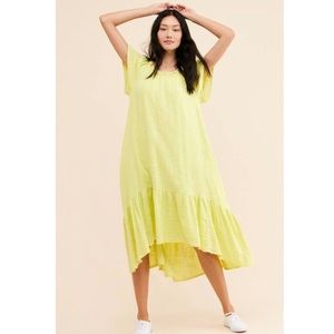 Anthropologie - Maxi high low Dress Lime Yellow Green - Medium